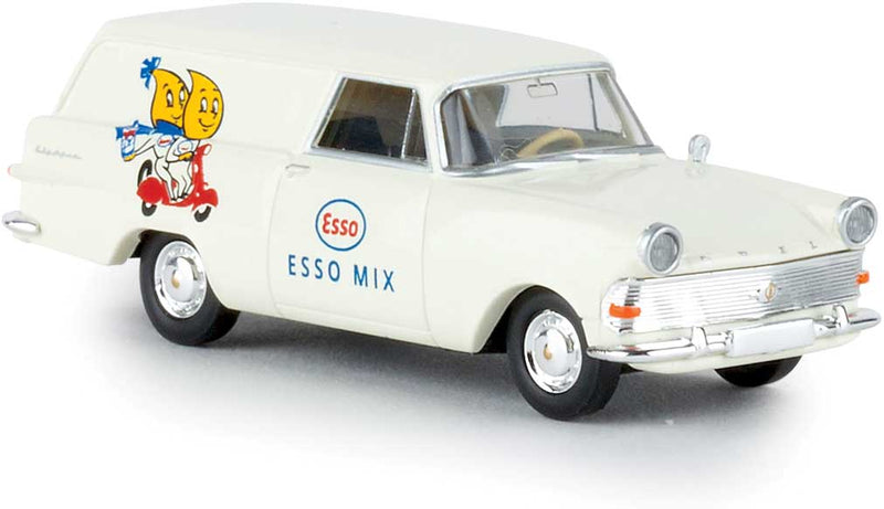 1960-1963 Opel Rekord PII Kasten Cargo Station Wagon - Assembled -- Esso 2T Mix (white, red, yellow, German Lettering)