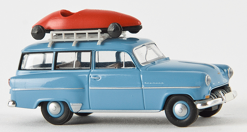 1957-1960 Opel Olympia Rekord CarAVan Station Wagon - Assembled -- With Roof Rack (blue)