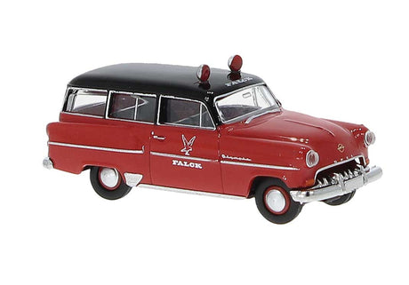 1953-1954 Opel Olympia Caravan Station Wagon - Assembled -- Falck Ambulance (red, black, German Lettering)