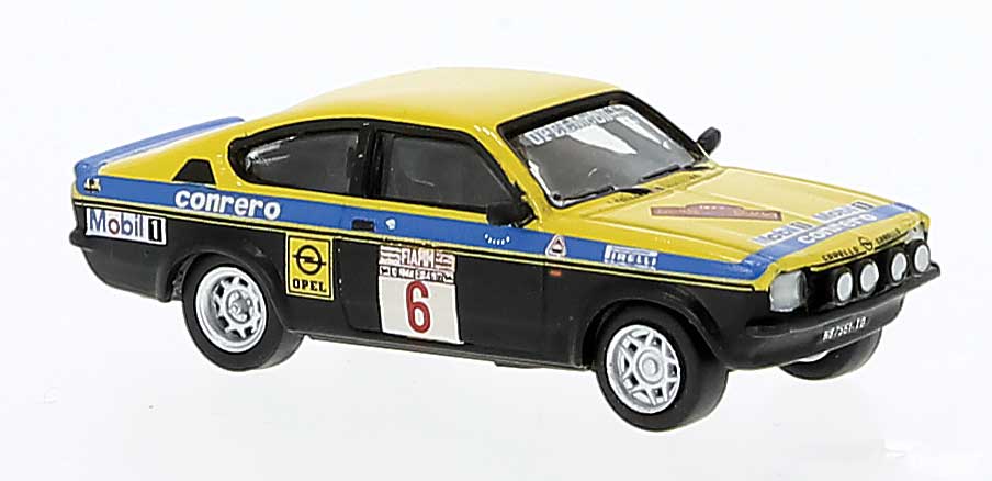 1976 Opel Kadett C GT/E Coupe - Assembled -- Amilcare Ballestrieri #6 (1977 Elba Rally, black, yellow, blue, German)