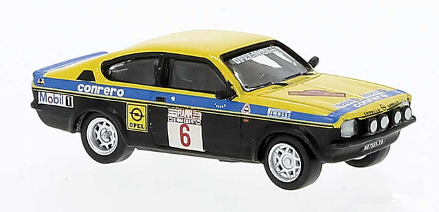 1976 Opel Kadett C GT/E Coupe - Assembled -- Amilcare Ballestrieri #6 (1977 Elba Rally, black, yellow, blue, German)