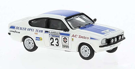 1976 Opel Kadett C GT/E Coupe - Assembled -- Toni Pond #23 (1976 RAC Rally, black, yellow, blue, German Lettering)