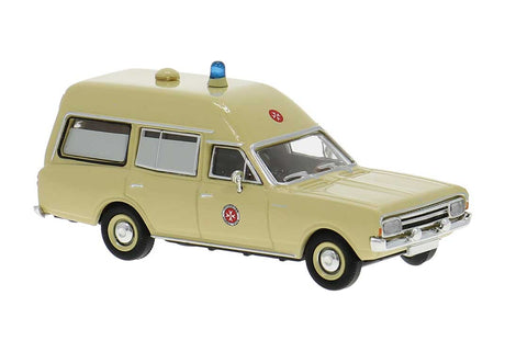 Opel Rekord C KTW Ambulance - Assembled -- Johanniter (beige, red, German Lettering)
