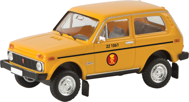 1976 Lada Niva Station Wagon - Assembled -- Danish Post Office (yellow, black, Dutch Lettering)
