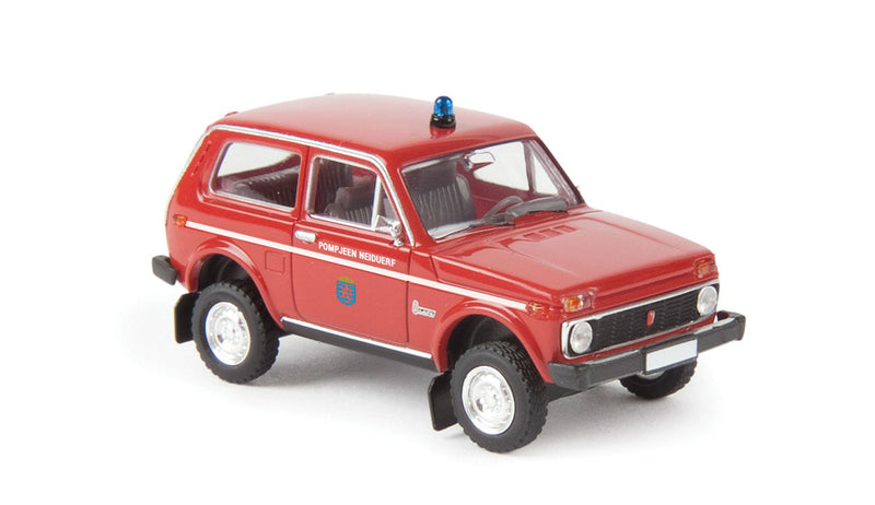 1976 Lada Niva Station Wagon - Assembled -- Luxembourg Fire Department (red, white, Luxembourgish Lettering)
