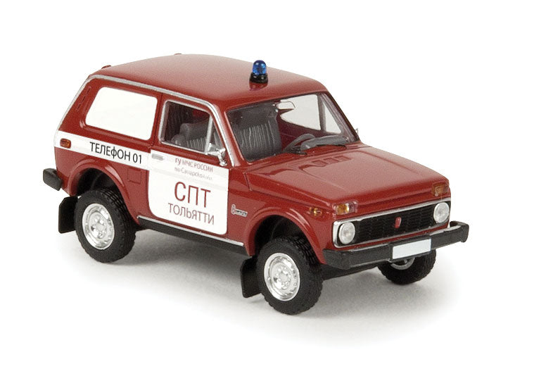 1977 Lada Niva Station Wagon - Assembled -- Russian Fire Department (red, white, Russian Lettering)
