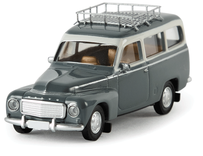 1954-69 Volvo Duett Kombi Station Wagon - Assembled -- With Roof Rack (Basalt Gray, white)-1