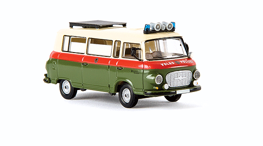 1961-1991 Barkas B 1000 Passenger Van - Assembled -- Verkehrskontrolle (ivory, orange, green, German Lettering)