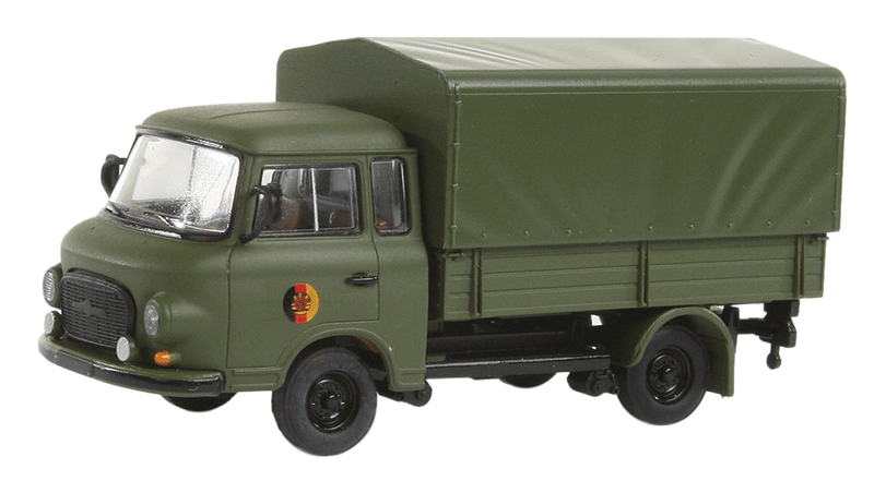 1961-1991 Barkas B 1000 Low-Sided Delivery Truck w/Tarp Cover - Assembled -- East German Army NVA (green)