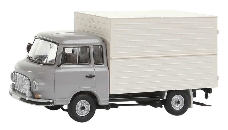 1961-1991 Barkas B 1000 Box Van Delivery Truck - Assembled -- Platinum Gray, White Box