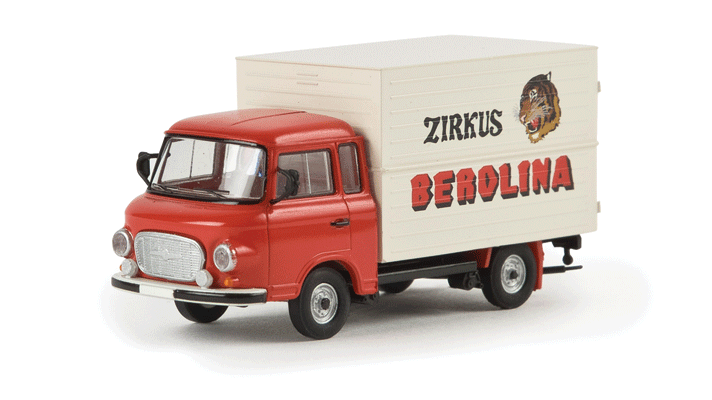 1961-1991 Barkas B 1000 Box Van Delivery Truck - Assembled -- Circus Berolina (red, white, German Lettering)-1
