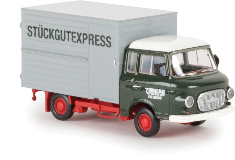 1961-1991 Barkas B 1000 Box Van Delivery Truck - Assembled -- KVK Zwickau Stuckgutexpress (green, red, gray, German Lettering)