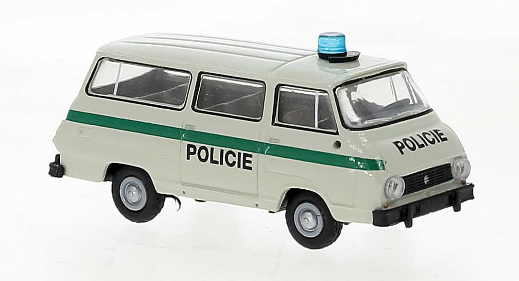 1969 Skoda 1203 Passenger Van - Assembled -- Policie (ivory, green, Czech Lettering)