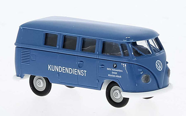 1960 Volkswagen T1b Passenger Van - Assembled -- BMW Triebwerksbau (blue, white, German Lettering)