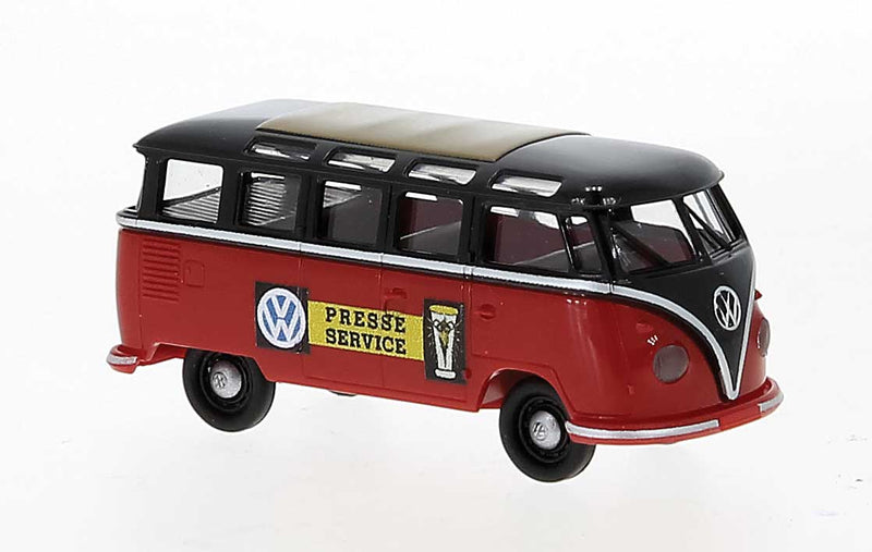 1960-63 Volkswagen Samba T1b Passenger Van - Assembled -- VW Presse Service (black, red, yellow, German Lettering)