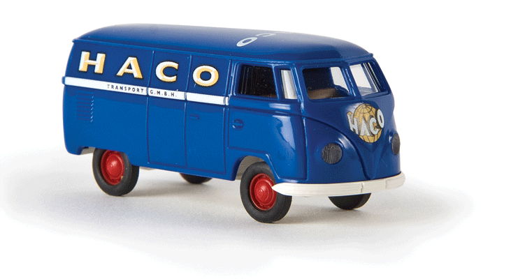 1950-1954 Volkswagen T1a Kasten Cargo Van - Assembled -- Haco (blue, white, red, German Lettering)