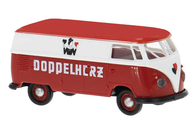 1960-1963 Volkswagen T1b Kasten Cargo Van - Assembled -- Doppelherz (red, white, black, German Lettering)