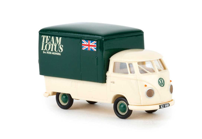 Volkswagen Pritsche T1b Standard-Cab Pickup Truck with Large Cover - Assembled -- Team Lotus (white, green)