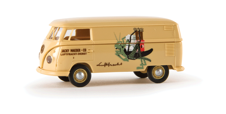 1960-1963 Volkswagen T1b Cargo Van - Assembled -- Jacky Maeder Luftfracht (beige, black, green, German Lettering)