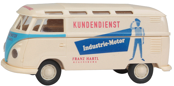 1960-63 Volkswagen T1b Cargo Van w/Sklyights - Assembled -- Industriemotor (white, blue, German Lettering)