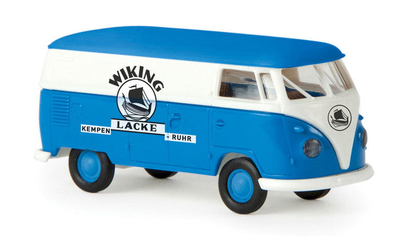 1960-63 Volkswagen T1b Cargo Van w/Rear Windows - Assembled -- Wiking Lacke (blue, white, black, German Lettering)