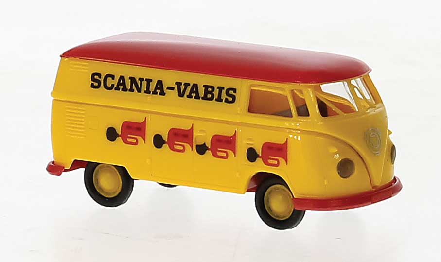 1960-1963 Volkswagen T1b Kasten Cargo Van - Assembled -- Scania-Vabis (yellow, red, Swedish Lettering)