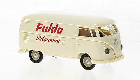 1960-1963 Volkswagen T1b Kasten Cargo Van - Assembled -- Fulda Bilgummi (ivory, red, German Lettering)