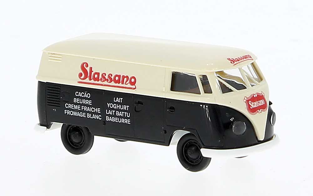 1960-1963 Volkswagen T1b Kasten Cargo Van - Assembled -- Stassano (black, white, red, German Lettering)