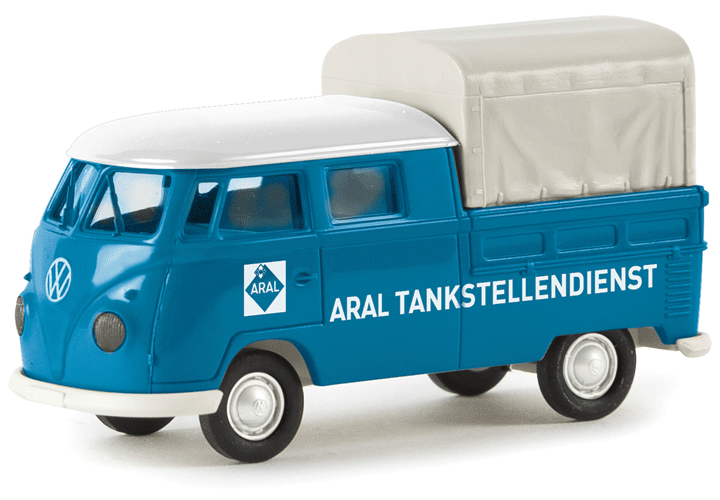 1960-1963 Volkswagen Pritsche T1b Crew-Cab Pickup Truck - Assembled -- Aral Service Stations (blue, white, German Lettering)