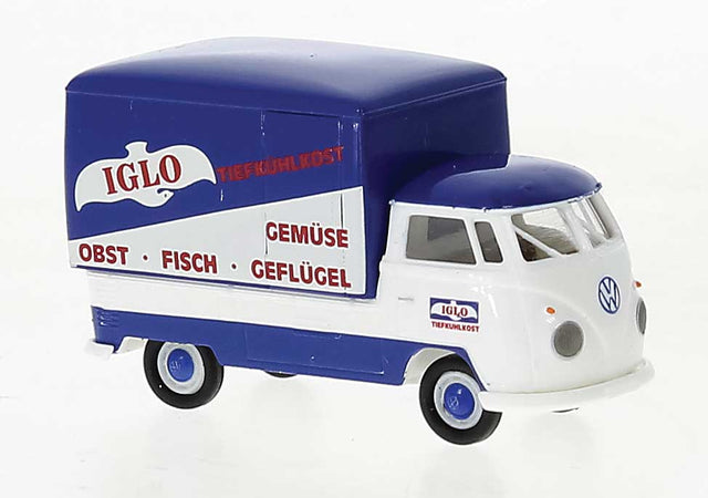 1960-1963 Volkswagen Pritsche T1b Crew-Cab Pickup w/Large Cover - Assembled -- Iglo (blue, white, red, German Lettering)