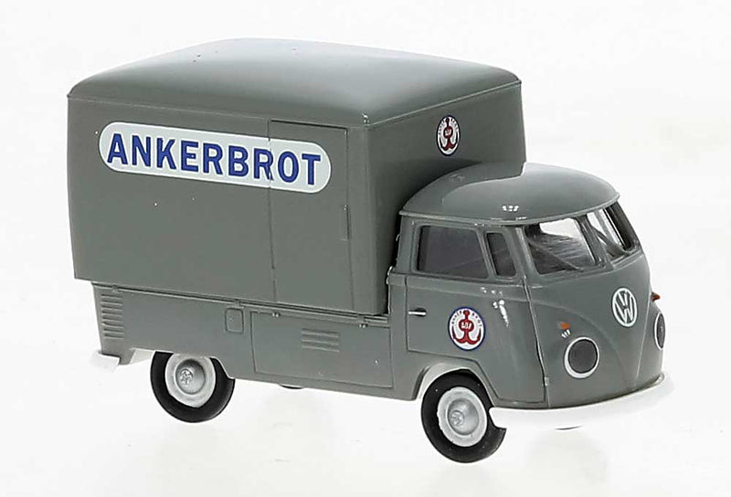 1960-1963 Volkswagen Pritsche T1b Standard-Cab Truck w/Large Cap - Assembled -- Ankerbrot (gray, white, blue, German Lettering)
