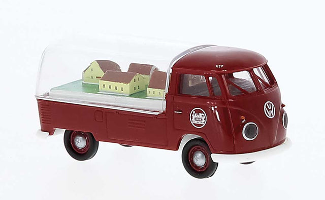 1960-1963 Volkswagen Pritsche T1b Crew-Cab Flatbed w/Clear Cap - Assembled -- LGB (red, white)