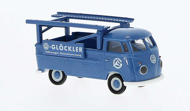 1960-1963 Volkswagen Pritsche T1b Standard-Cab Pickup Truck w/Rack - Assembled -- Porsche Glockler (blue, white, German Lettering)