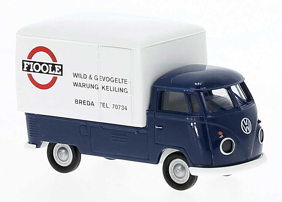 1960-1963 Volkswagen Pritsche T1b Pickup w/Large Cover - Assembled -- Fioole (blue, white, red, German Lettering)