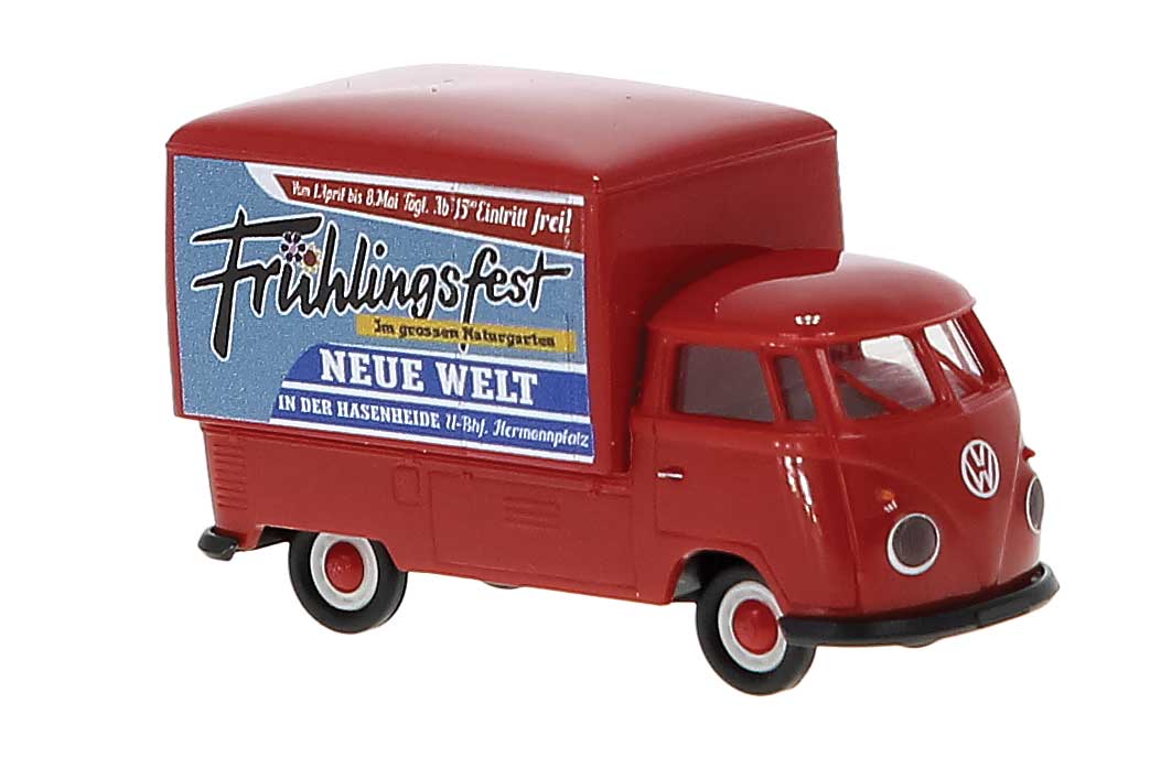 1960-1963 Volkswagen Pritsche T1b Pickup w/Large Cover - Assembled -- Fruhlingsfest (red, blue, German Lettering)