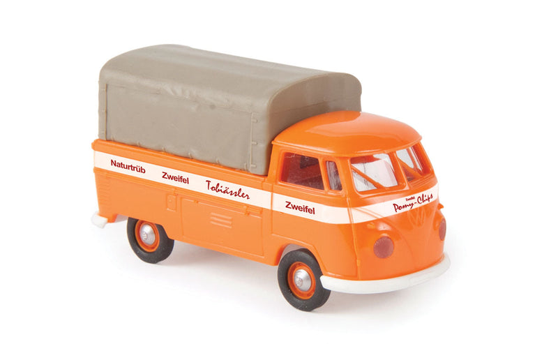 1960-1963 Volkswagen Pritsche T1b Standard-Cab Pickup Truck - Assembled -- Pomy Chips (orange, white, gray, German Lettering)