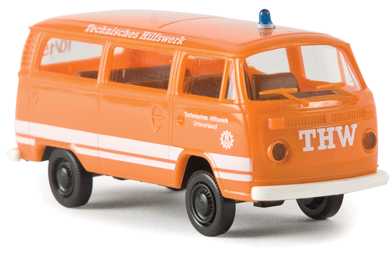 1973-79 Volkswagen Kombi T2 Passenger Van - Assembled -- THW (orange, white, German Lettering)