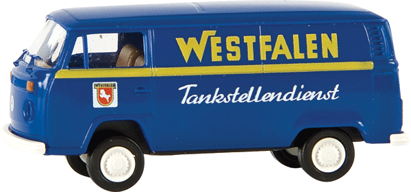 1973-1979 Volkswagen Kasten T2 Cargo Van - Assembled -- Westfalen Tankstellendienst (blue, yellow, German Lettering)