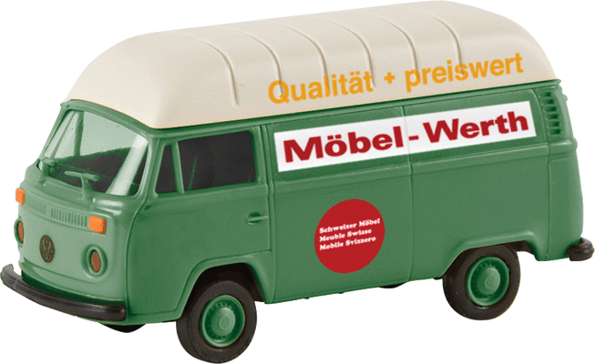1973-1979 Volkswagen High-Roof Kasten T2 Cargo Van - Assembled -- Mobel Werth (green, white, red, German Lettering)-1