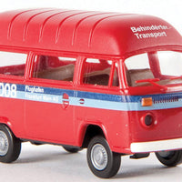 1973-1979 Volkswagen High-Roof T2 Passenger Van - Assembled -- Flughaven Frankfurt (red, blue, German Lettering)