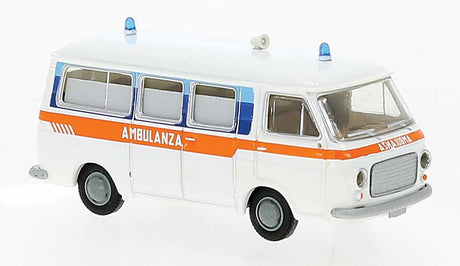 1967-1983 Fiat 238 Passenger Van - Assembled -- Ambulance (white, blue, orange, Italian Lettering)