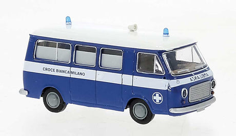 1967-1983 Fiat 238 Passenger Van - Assembled -- Croce Bianca Milano (blue, white, Italian Lettering)