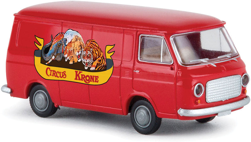 1967-1983 Fiat 238 Cargo Van - Assembled -- Circus Krone (red, black, yellow, German Lettering)