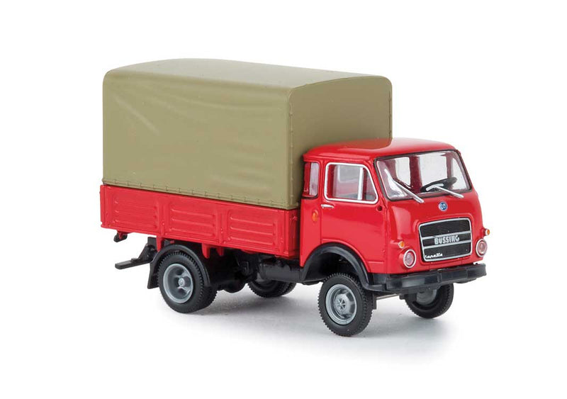 1962-1972 Fiat OM Lupetto Low-Side Delivery Truck with Tarp - Assembled -- Red
