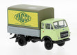 OM-UNIC 24c Low-Side Delivery Truck with Tarp - Assembled -- Yacco (green, gray, yellow, German Lettering)