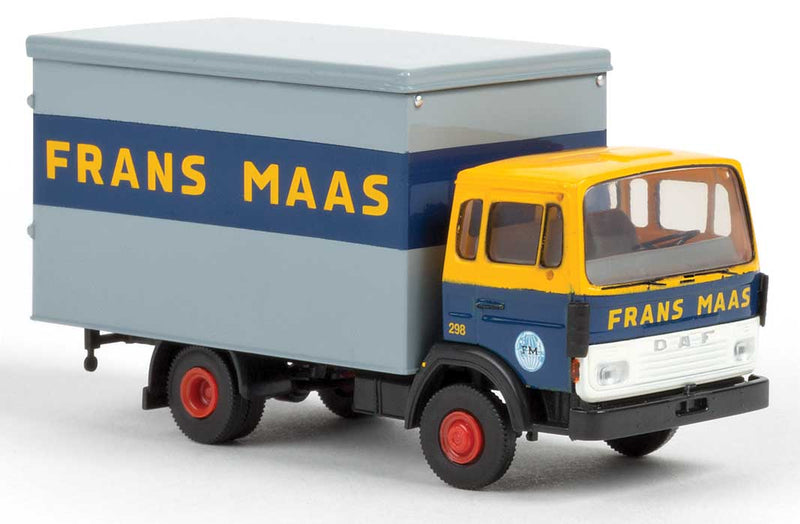 1970s DAF F 900 Cab-Over Box-Body Delivery Truck - Assembled -- Frans Maas (green, gray, yellow, German Lettering)