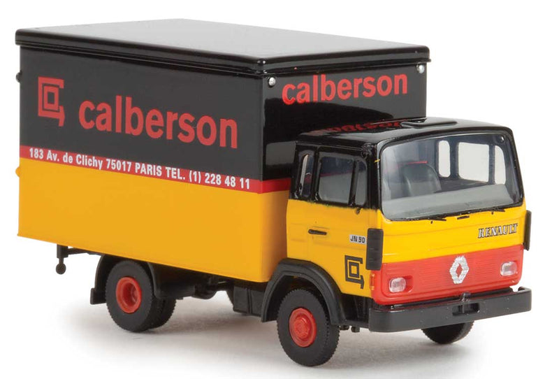 1970s Renault JN 90 Cab-Over Box-Body Delivery Truck - Assembled -- Calberson Paris (black, yellow, red, French Lettering)