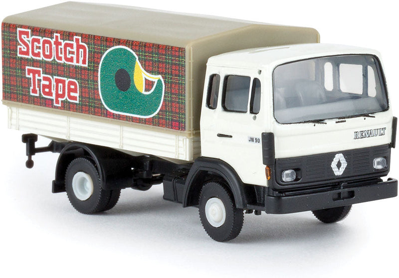 1970s Renault JN 90 Cab-Over Low-Side Delivery Truck - Assembled -- Scotch Tape (white, green, red, French Lettering)