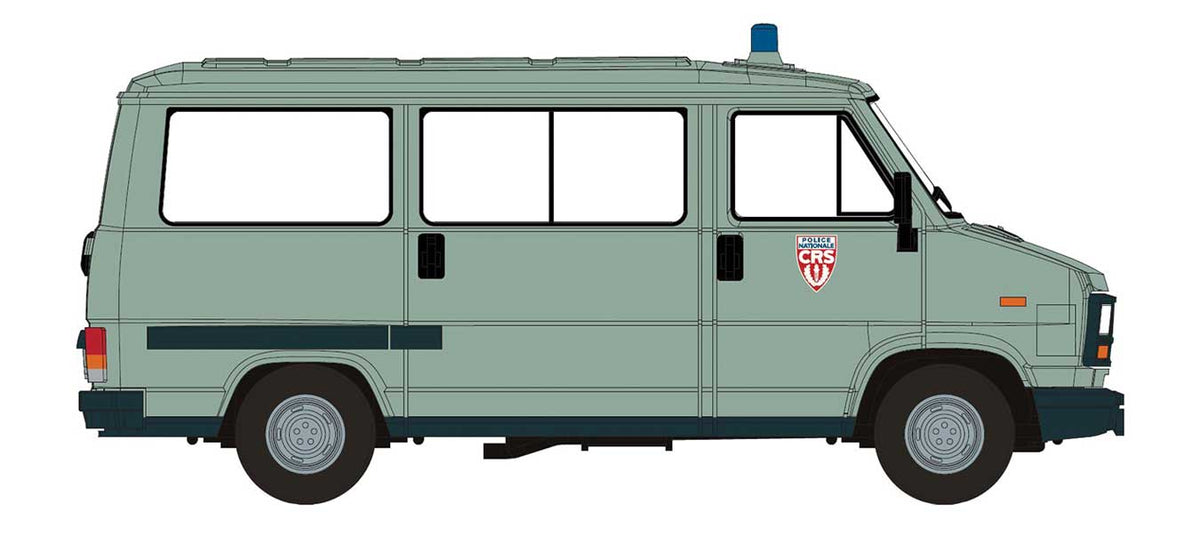 1982 Peugeot J5 Passenger Van - Assembled -- CRS Police (blue, white, French Lettering)