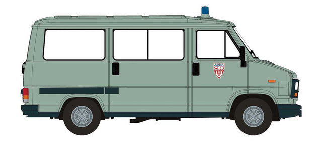 1982 Peugeot J5 Passenger Van - Assembled -- CRS Police (blue, white, French Lettering)